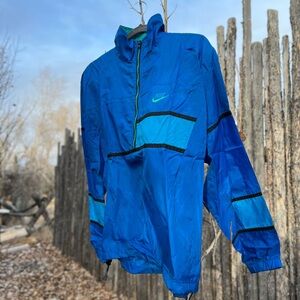 Vintage Nike Windbreaker Jacket 80’s- 90’s Swoosh Logo Blue Quarter Zip Medium